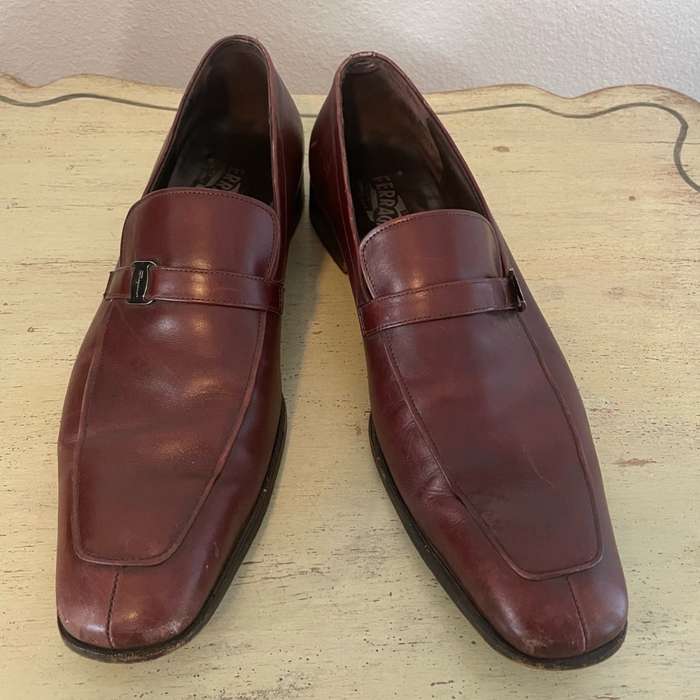 Salvatore Ferragamo Made in Italy Split Square Toe Loafer in Brown Size 10 D
